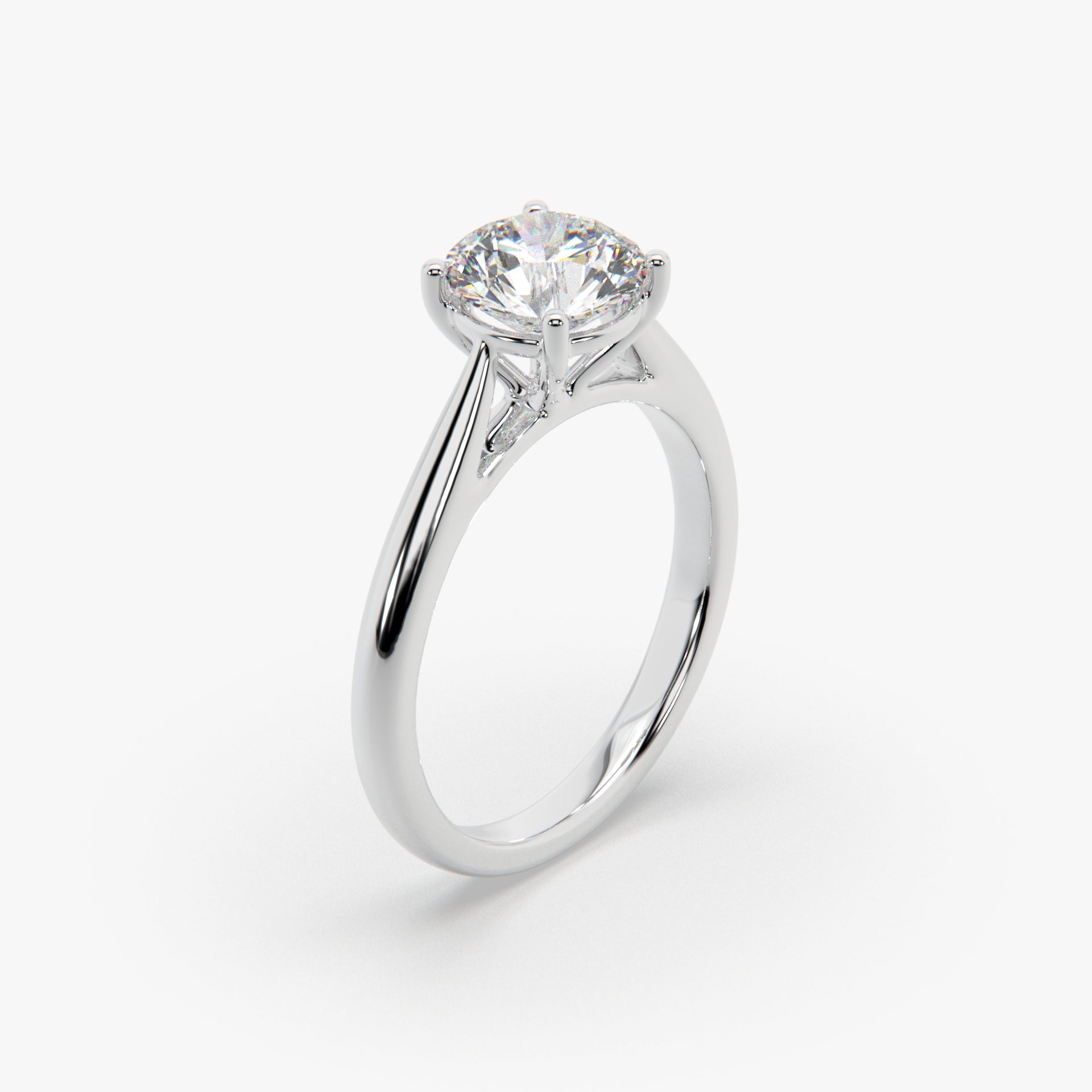 Classic Round Solitaire Rhodium Ring – Timeless Elegance Collection