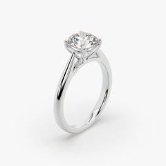 Classic Round Solitaire Rhodium Ring – Timeless Elegance Collection