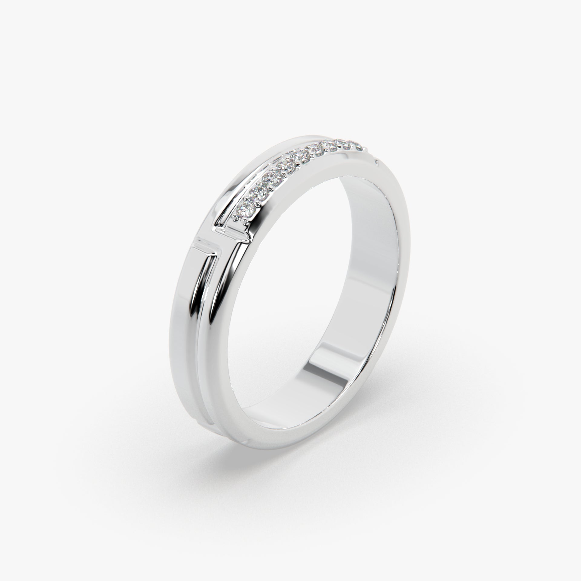Sstringz Elite Pavé Line Signature Band – Rhodium Finish (Unisex Ring)