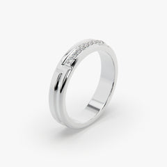 Sstringz Elite Pavé Line Signature Band – Rhodium Finish (Unisex Ring)