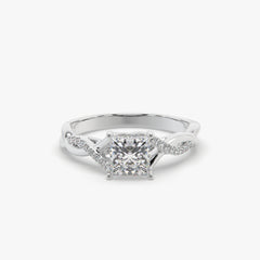 Princess-Cut Solitaire Ring with Twisted Sterling Silver