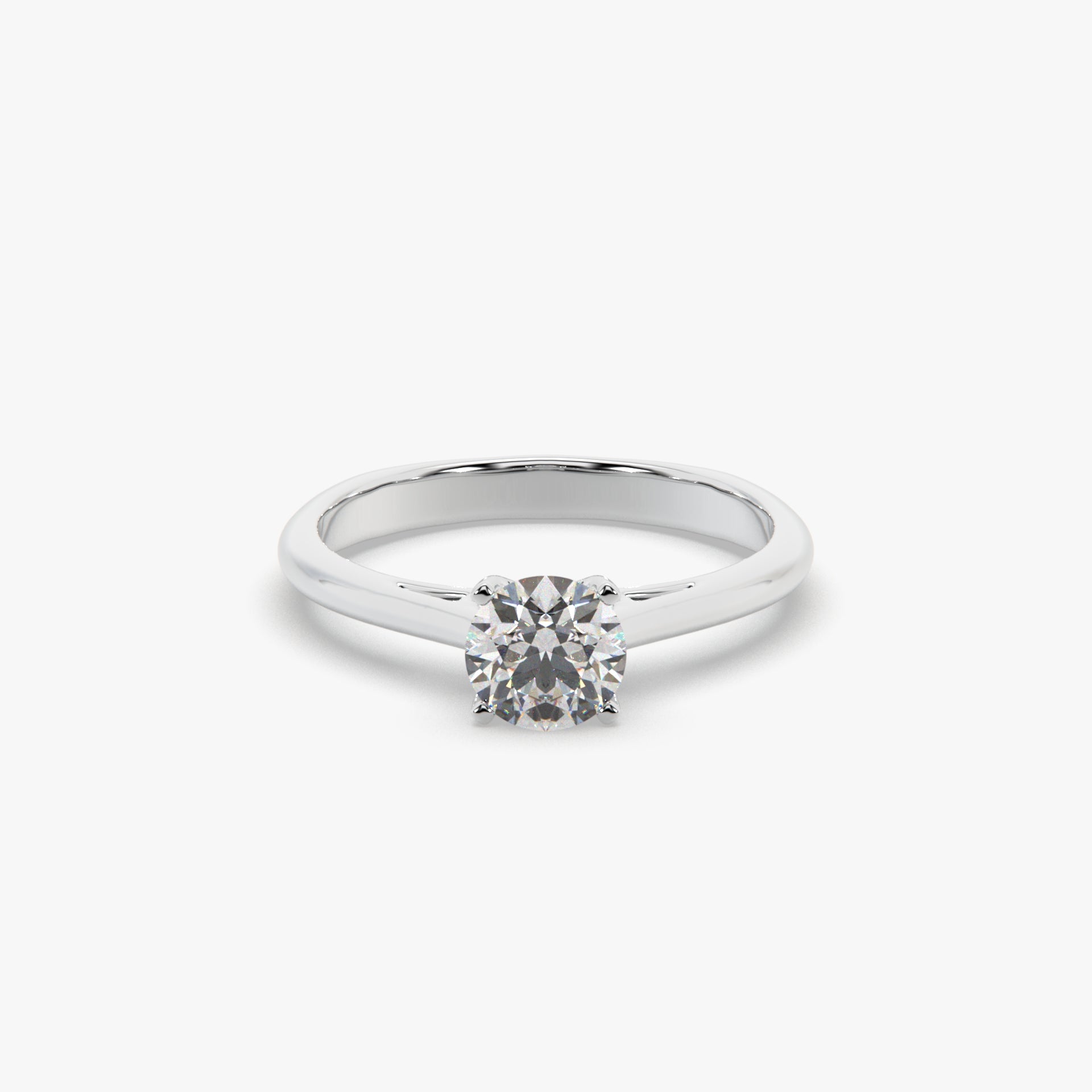 Sstringz Classic Round-Solitaire Engagement Ring in Rhodium Finish – Timeless 4-Prong Setting