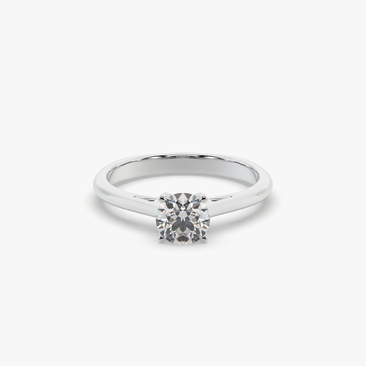 Sstringz Classic Round-Solitaire Engagement Ring in Rhodium Finish – Timeless 4-Prong Setting