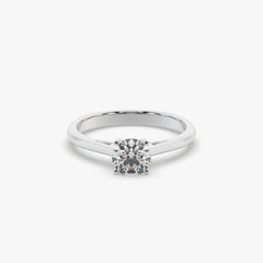 Sstringz Classic Round-Solitaire Engagement Ring in Rhodium Finish – Timeless 4-Prong Setting