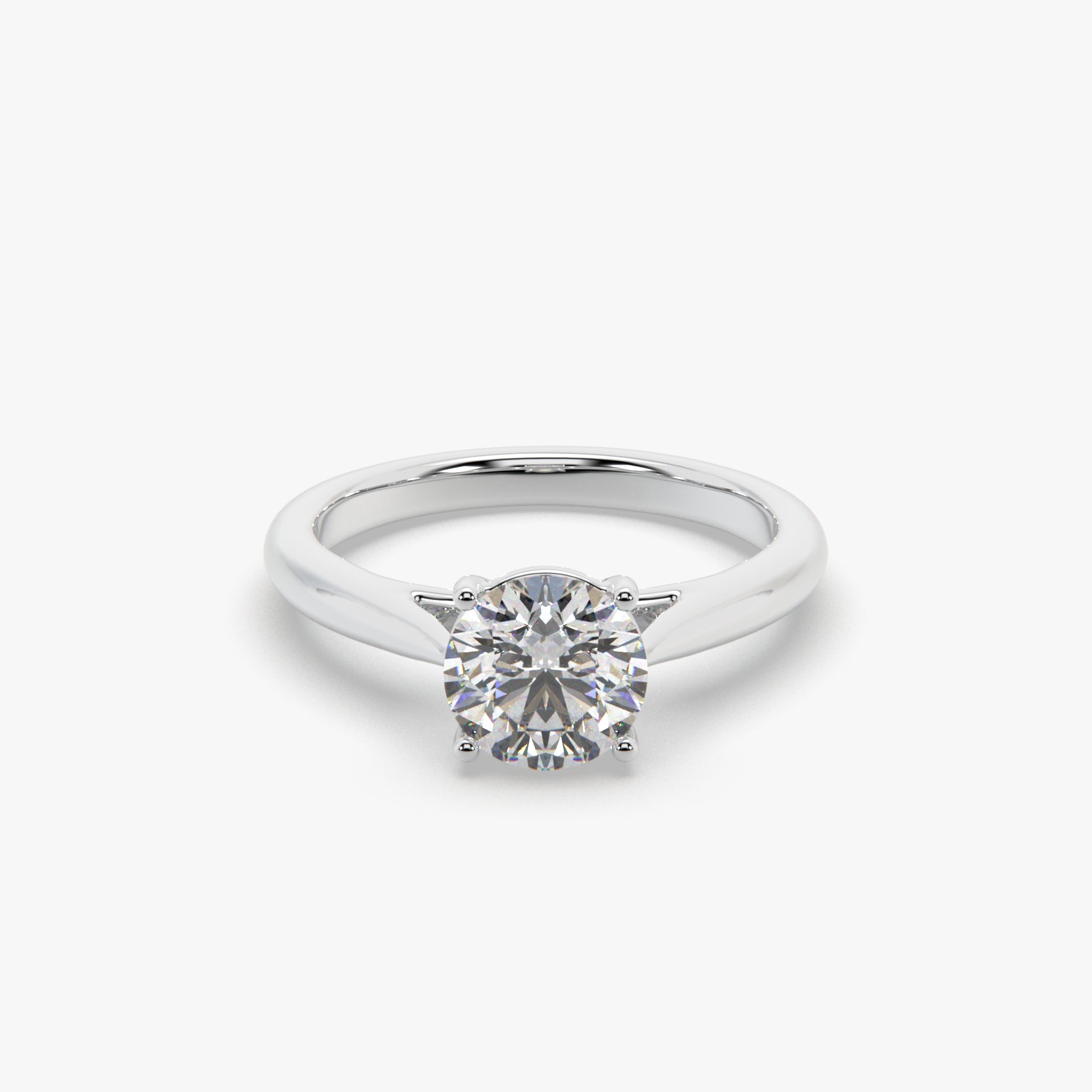 Classic Round Solitaire Rhodium Ring – Timeless Elegance Collection