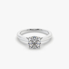 Classic Round Solitaire Rhodium Ring – Timeless Elegance Collection