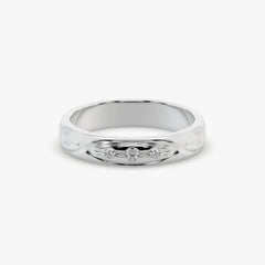 Classic Three-Stone Band Ring in High-Polish Rhodium Finish