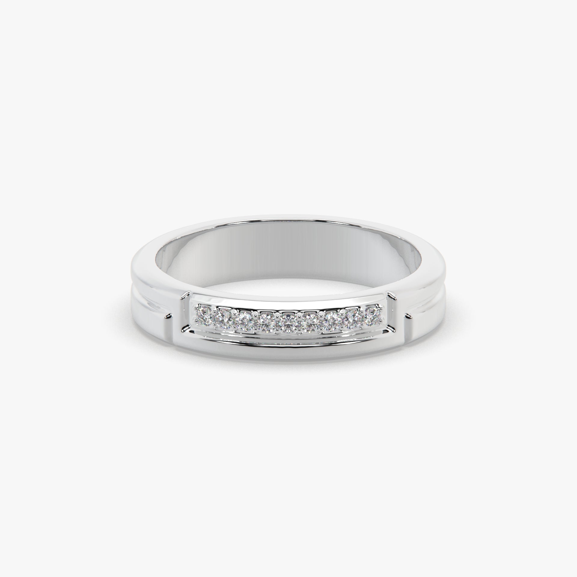 Sstringz Elite Pavé Line Signature Band – Rhodium Finish (Unisex Ring)