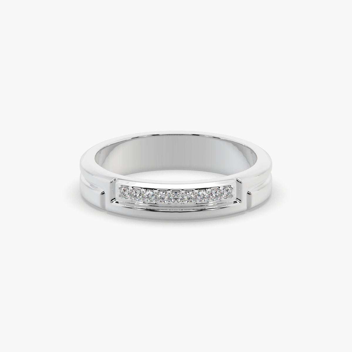 Sstringz Elite Pavé Line Signature Band – Rhodium Finish (Unisex Ring)