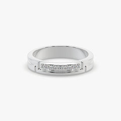 Sstringz Elite Pavé Line Signature Band – Rhodium Finish (Unisex Ring)