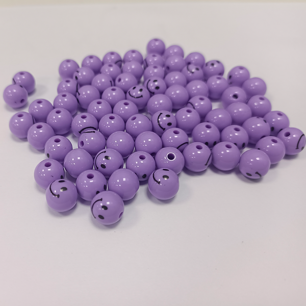 PASTEL BALL BEADS SMILEY10 MM (PACK OF 10 PIECES)
