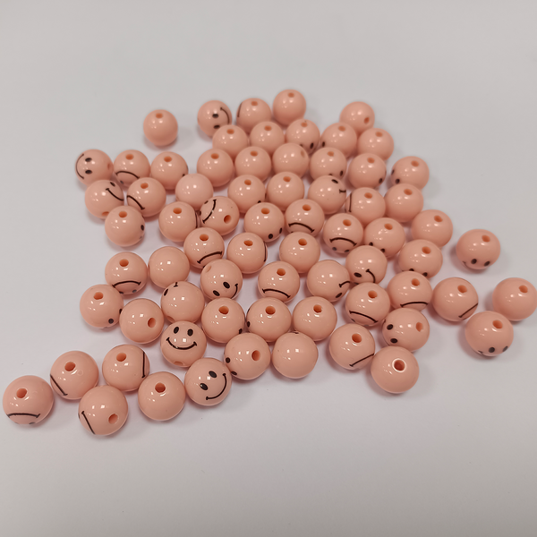 PASTEL BALL BEADS SMILEY 10 MM (PACK OF 10 PIECES)