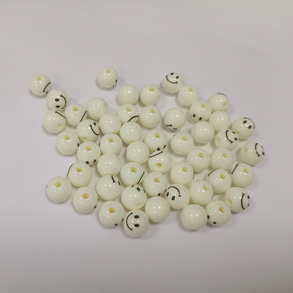 PASTEL BALL BEADS SMILEY 10 MM (PACK OF 10 PIECES)