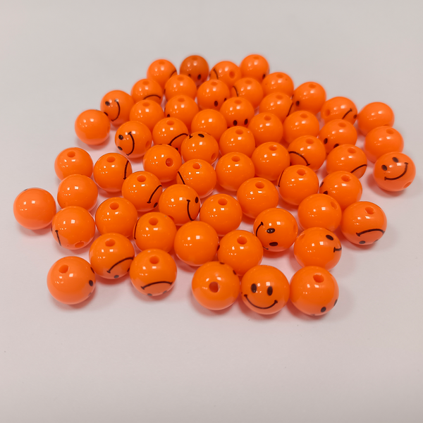 PASTEL BALL BEADS SMILEY  10 MM (PACK OF 10 PIECES)