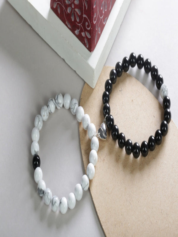Black Obsidian And Howlite Couple Bracelets