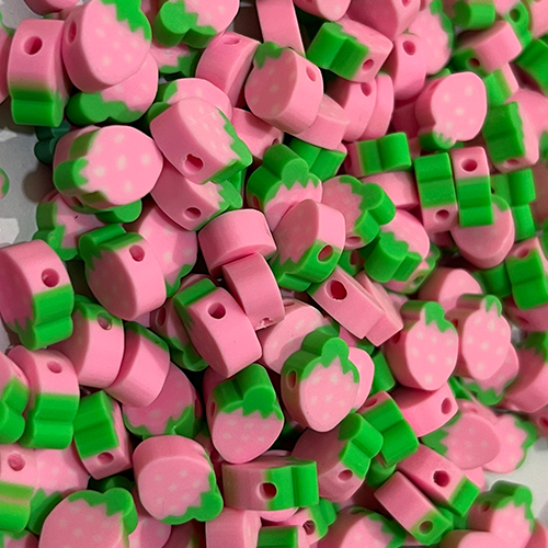 STRAWBERRY FIMO BEADS _BABY PINK_PACKS